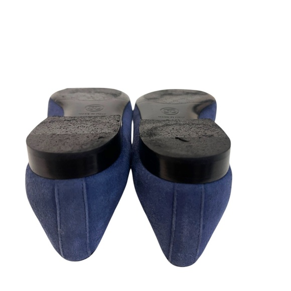 Chanel Blue/Black Suede Leather CC Cap Toe Bow Ballet Flats - Picture 7 of 8